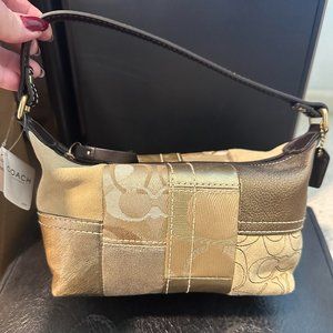NWT COACH GOLD HOLIDAY PATCHWORK HANDBAG 40971 NEW WITH TAG